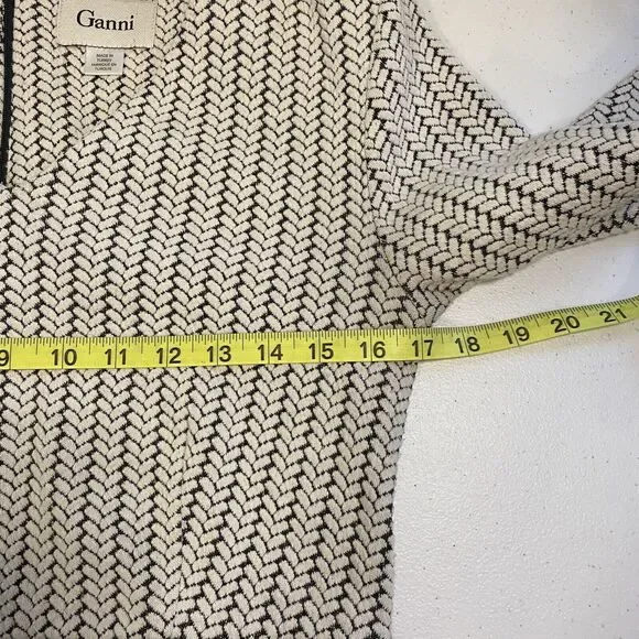 Ganni Anthropologie Jacquard Jersey Knife Pleated Dress Black White Size Medium - Picture 11 of 14